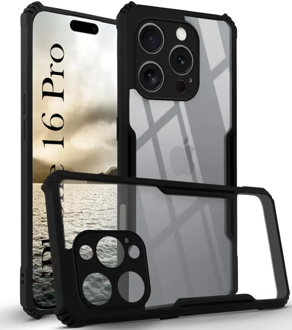 Back_Case_Cover_For_Iphone_16_Pro__Slim_Anti_Yellow_Protective___Shockproof_Bumper___Hybrid_Pc_Plus_Tpu_Frame___Transparent_Clear