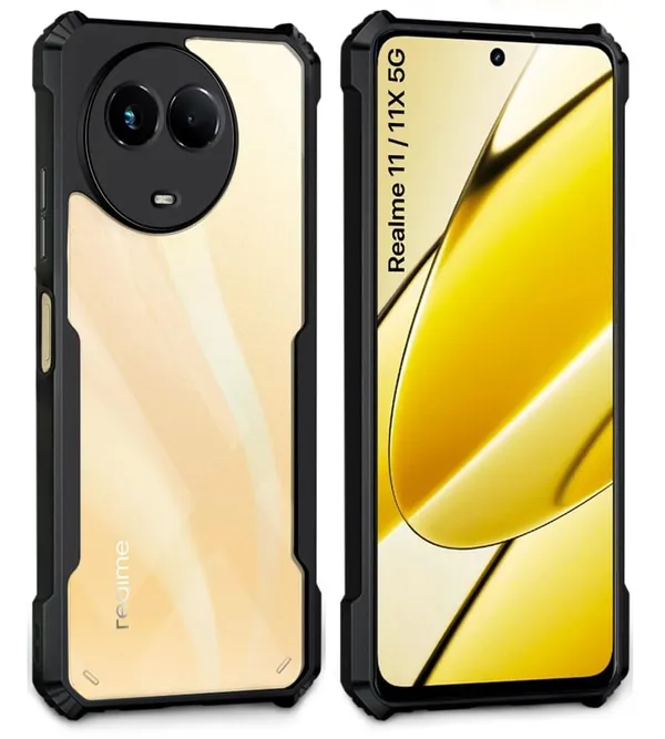 Back_Case_Cover_For_Realme_11_5g_11x_5g_C67_Slim_Anti_Yellow_Protective_Shock_Proof_Bumper_Hybrid_Pc_With_Tpu_Frame_Transparent_Clear