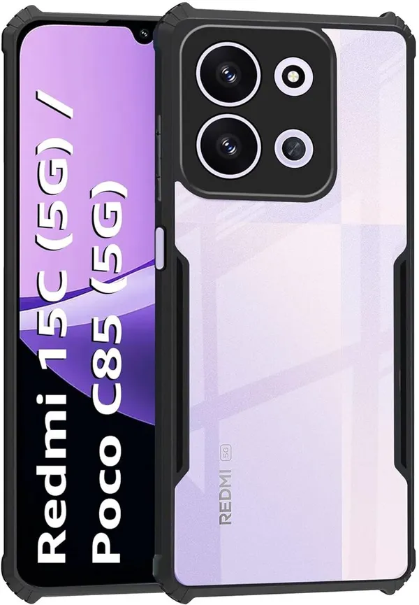 Back_Case_Cover_For_Mi_Redmi_15c_5g_Poco_C85_5g_Slim_Anti_Yellow_Protective_Shock_Proof_Bumper_Hybrid_Pc_With_Tpu_Frame_Transparent_Clear