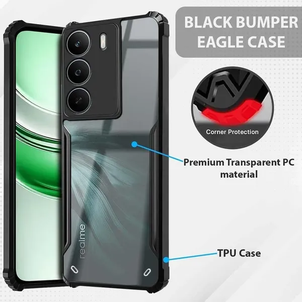 Back_Case_Cover_For_Realme_P4x_5g_Slim_Anti_Yellow_Protective_Shock_Proof_Bumper_Hybrid_Pc_With_Tpu_Frame_Transparent_Clear