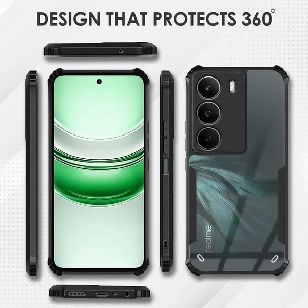 Back_Case_Cover_For_Realme_P4x_5g_Slim_Anti_Yellow_Protective_Shock_Proof_Bumper_Hybrid_Pc_With_Tpu_Frame_Transparent_Clear