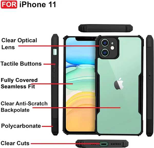 Back_Case_Cover_For_Iphone_11__Slim_Anti_Yellow_Protective___Shockproof_Bumper___Hybrid_Pc_Plus_Tpu_Frame___Transparent_Clear