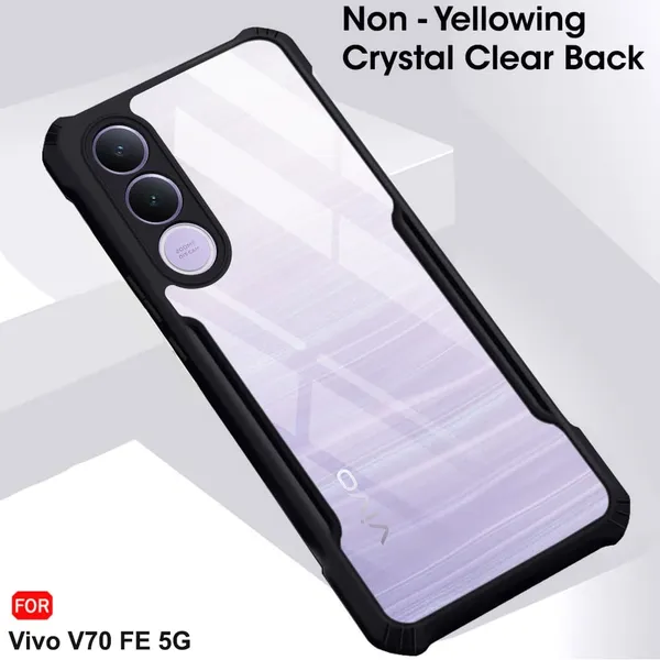 Back_Case_Cover_For_Vivo_V70fe_5g_Slim_Anti_Yellow_Protective_Shock_Proof_Bumper_Hybrid_Pc_With_Tpu_Frame_Transparent_Clear