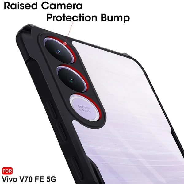 Back_Case_Cover_For_Vivo_V70fe_5g_Slim_Anti_Yellow_Protective_Shock_Proof_Bumper_Hybrid_Pc_With_Tpu_Frame_Transparent_Clear