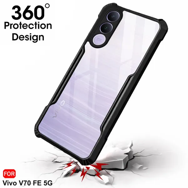 Back_Case_Cover_For_Vivo_V70fe_5g_Slim_Anti_Yellow_Protective_Shock_Proof_Bumper_Hybrid_Pc_With_Tpu_Frame_Transparent_Clear