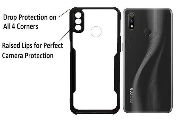 Back_Case_Cover_For_Realme_3_Pro__Slim_Anti_Yellow_Protective___Shockproof_Bumper___Hybrid_Pc_Plus_Tpu_Frame___Transparent_Clear