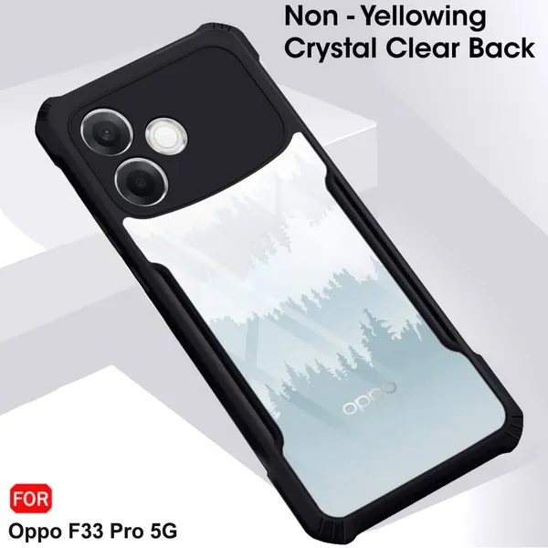 Back_Case_Cover_For_Oppo_F33_Pro_5g_Slim_Anti_Yellow_Protective_Shock_Proof_Bumper_Hybrid_Pc_With_Tpu_Frame_Transparent_Clear