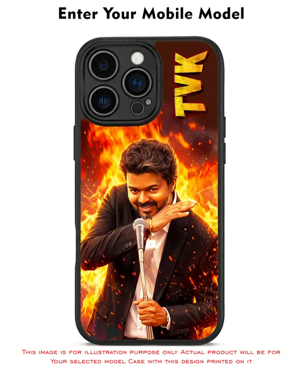 Tamil_Nadu_Muthalamaichar_C_Joseph_Vijay_Thalapathy_On_Fire_With_Text_Tvk_Design_Printed_Premium_Glossy_Back_Case_Cover_With_Camera_Protection_Mk000559_Bx