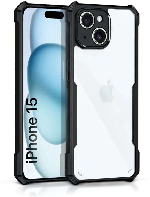 Back_Case_Cover_For_Iphone_15__Slim_Anti_Yellow_Protective___Shockproof_Bumper___Hybrid_Pc_Plus_Tpu_Frame___Transparent_Clear