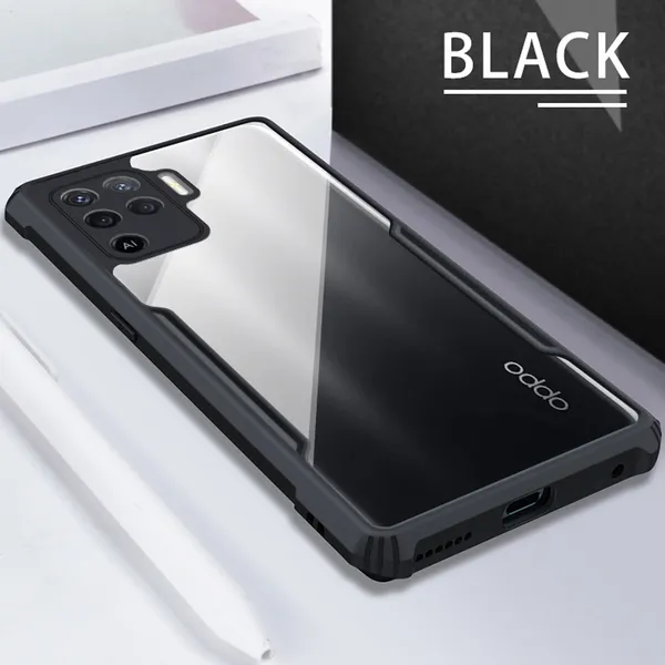 Back_Case_Cover_For_Oppo_F19_Pro__Slim_Anti_Yellow_Protective___Shockproof_Bumper___Hybrid_Pc_Plus_Tpu_Frame___Transparent_Clear