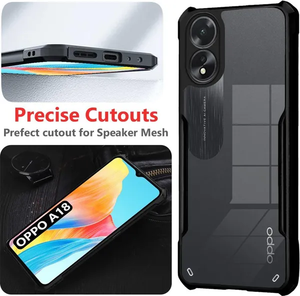 Back_Case_Cover_For_Oppo_A38_4g__Oppo_A18_Slim_Anti_Yellow_Protective_Shock_Proof_Bumper_Hybrid_Pc_With_Tpu_Frame_Transparent_Clear