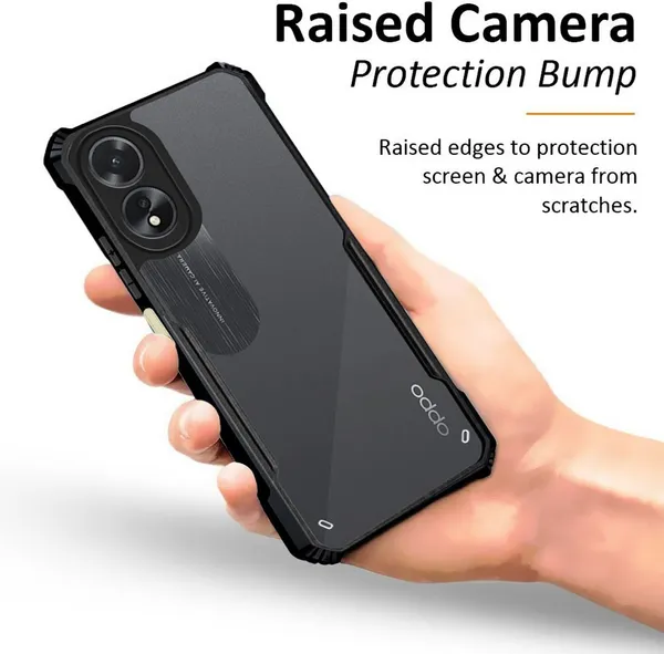 Back_Case_Cover_For_Oppo_A38_4g__Oppo_A18_Slim_Anti_Yellow_Protective_Shock_Proof_Bumper_Hybrid_Pc_With_Tpu_Frame_Transparent_Clear