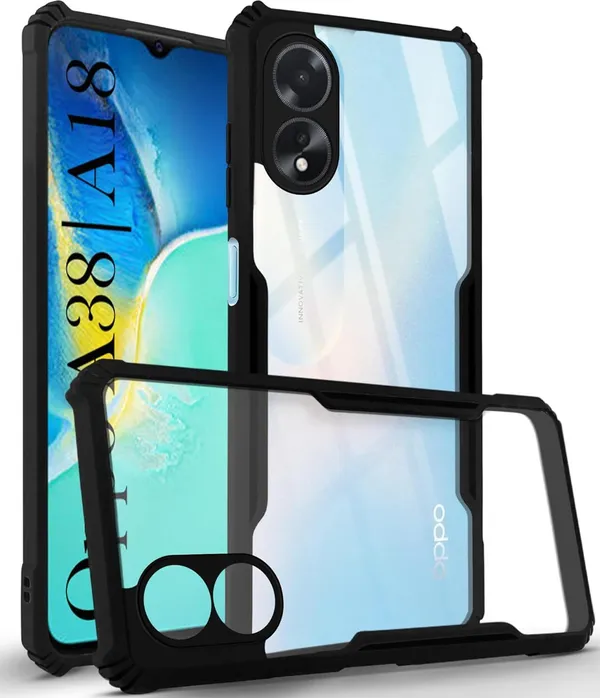 Back_Case_Cover_For_Oppo_A38_4g__Oppo_A18_Slim_Anti_Yellow_Protective_Shock_Proof_Bumper_Hybrid_Pc_With_Tpu_Frame_Transparent_Clear