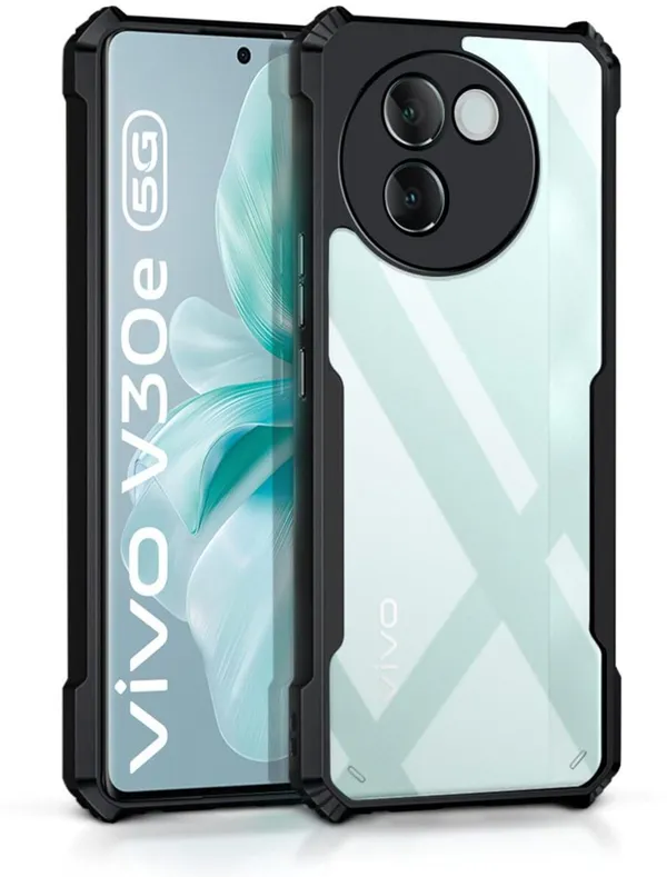 Back_Case_Cover_For_Vivo_V30e_5g_Slim_Anti_Yellow_Protective_Shock_Proof_Bumper_Hybrid_Pc_With_Tpu_Frame_Transparent_Clear