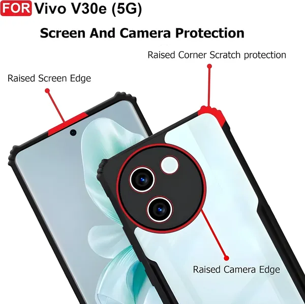 Back_Case_Cover_For_Vivo_V30e_5g_Slim_Anti_Yellow_Protective_Shock_Proof_Bumper_Hybrid_Pc_With_Tpu_Frame_Transparent_Clear