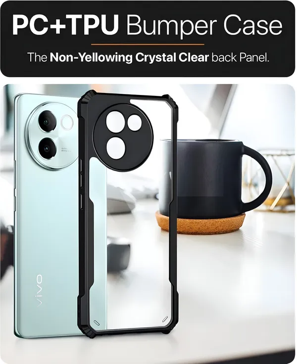 Back_Case_Cover_For_Vivo_V30e_5g_Slim_Anti_Yellow_Protective_Shock_Proof_Bumper_Hybrid_Pc_With_Tpu_Frame_Transparent_Clear