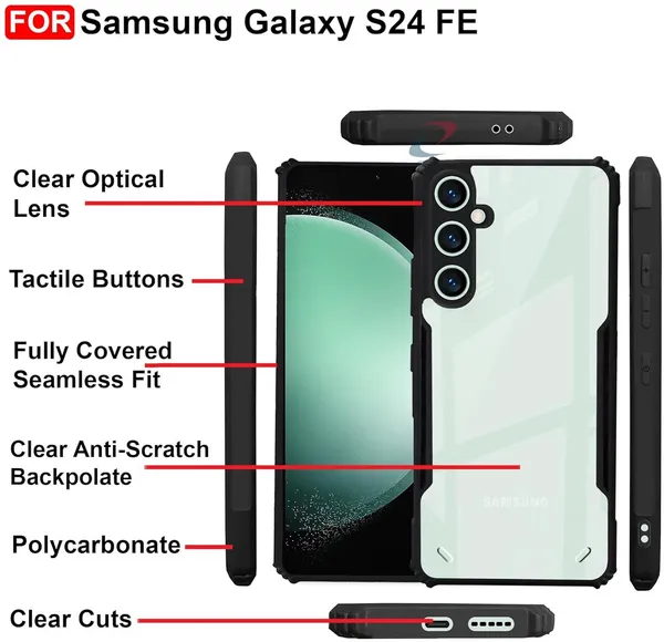 Back_Case_Cover_For_Samsung_S24fe_Slim_Anti_Yellow_Protective_Shock_Proof_Bumper_Hybrid_Pc_With_Tpu_Frame_Transparent_Clear