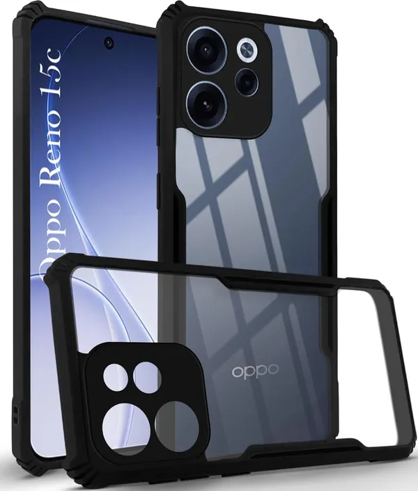 Back_Case_Cover_For_Oppo_Reno_15c_5g_Slim_Anti_Yellow_Protective_Shock_Proof_Bumper_Hybrid_Pc_With_Tpu_Frame_Transparent_Clear