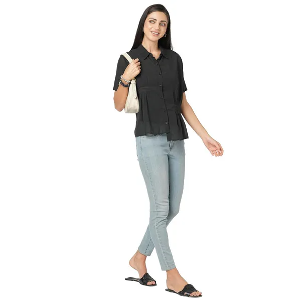 Black_Georgette_Solid_Flared_Western_Trendy_Top_For_Women