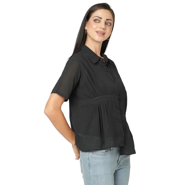 Black_Georgette_Solid_Flared_Western_Trendy_Top_For_Women
