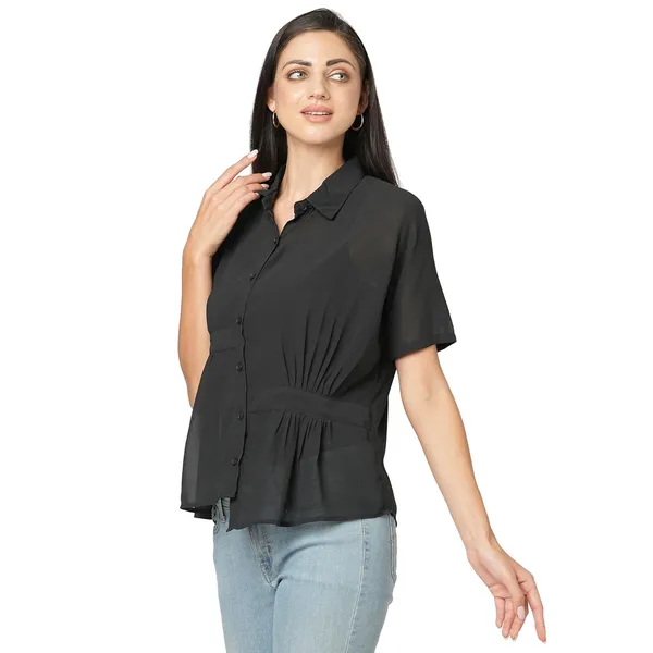 Black_Georgette_Solid_Flared_Western_Trendy_Top_For_Women