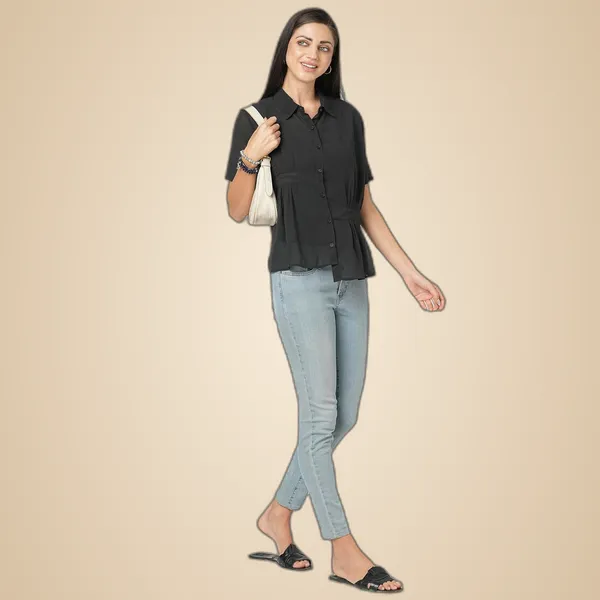 Black_Georgette_Solid_Flared_Western_Trendy_Top_For_Women
