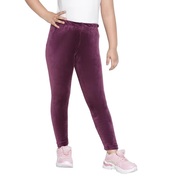 Wine_Cotton_Solid_Regular_Legging_For_Girls