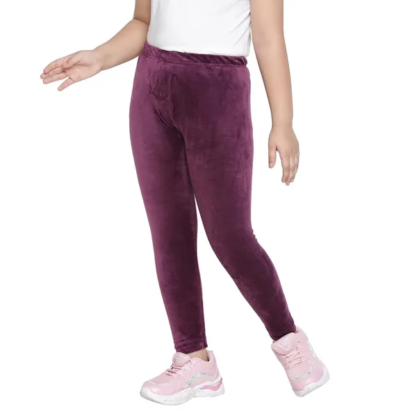Wine_Cotton_Solid_Regular_Legging_For_Girls
