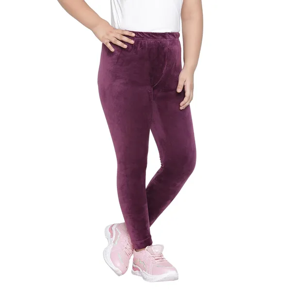 Wine_Cotton_Solid_Regular_Legging_For_Girls