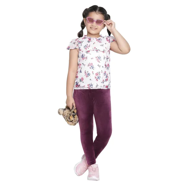 Wine_Cotton_Solid_Regular_Legging_For_Girls