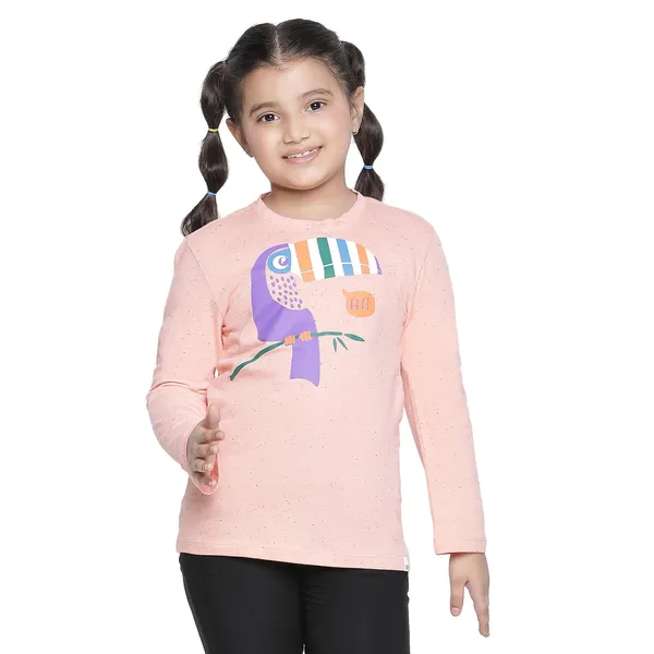 Peach_Solid_Regular_T-Shirt_For_Girls