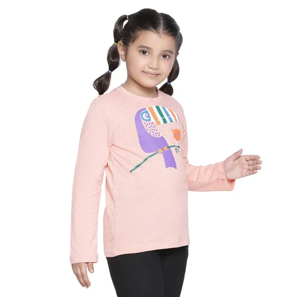 Peach_Solid_Regular_T-Shirt_For_Girls
