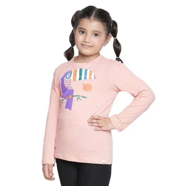Peach_Solid_Regular_T-Shirt_For_Girls