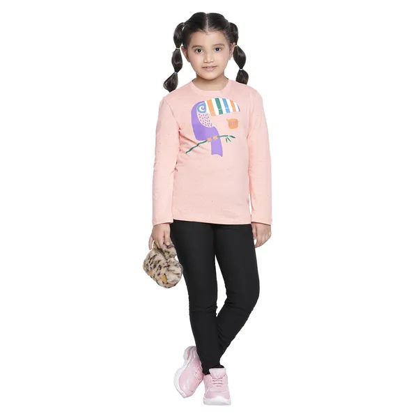 Peach_Solid_Regular_T-Shirt_For_Girls