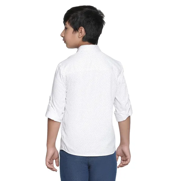 White_&_Check_Solid_Regular_Shirt_For_Boys