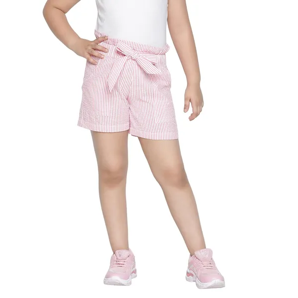Pink_Solid_Regular_Strip_Short_For_Girls