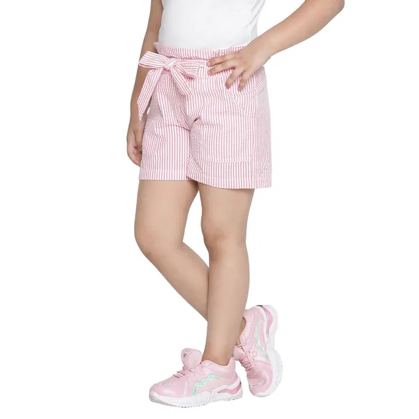 Pink_Solid_Regular_Strip_Short_For_Girls