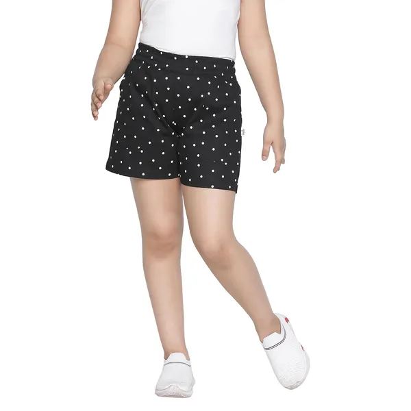 Black_Solid_Regular_Polka_Dot_Short_For_Girls