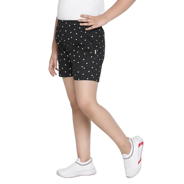 Black_Solid_Regular_Polka_Dot_Short_For_Girls