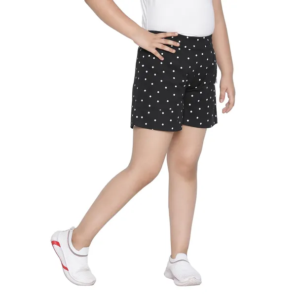 Black_Solid_Regular_Polka_Dot_Short_For_Girls