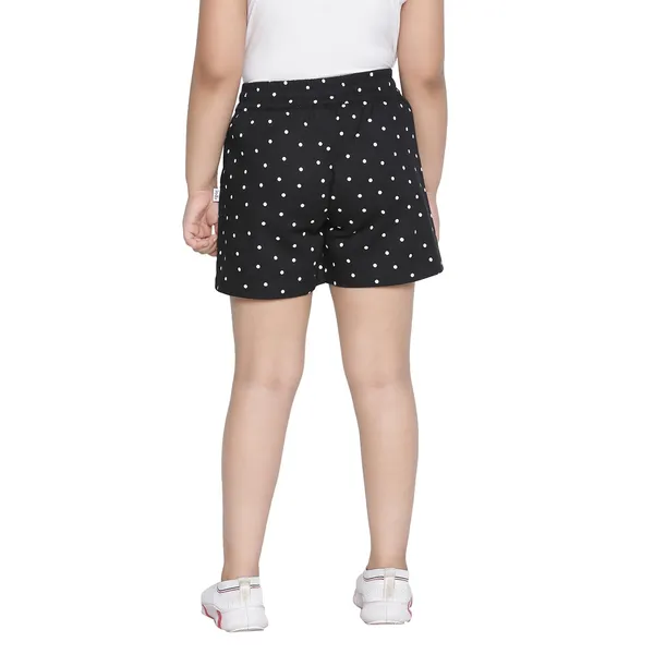 Black_Solid_Regular_Polka_Dot_Short_For_Girls
