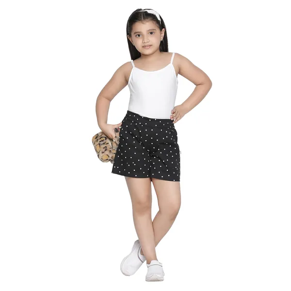 Black_Solid_Regular_Polka_Dot_Short_For_Girls