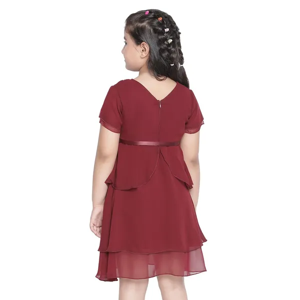Wine_Solid_Regular_Modren_Dress_For_Girls