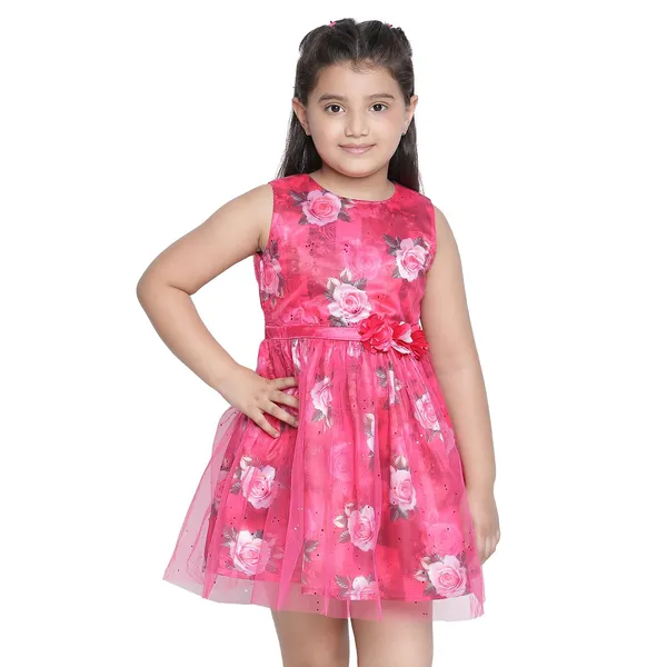 Pink_Dark_Solid_Regular_Dress_For_Girls