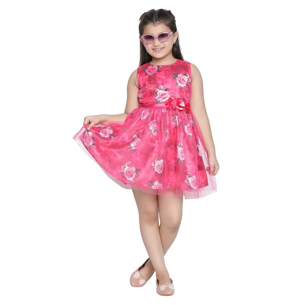 Pink_Dark_Solid_Regular_Dress_For_Girls