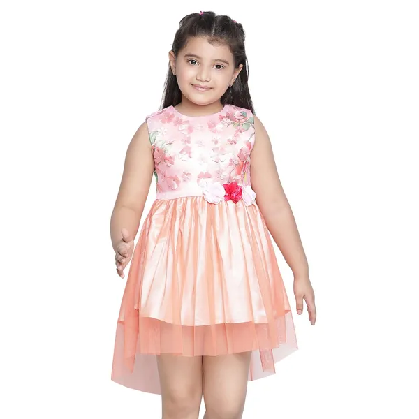 Peach_Solid_Regular_Good_Looking_Dress_For_Girls