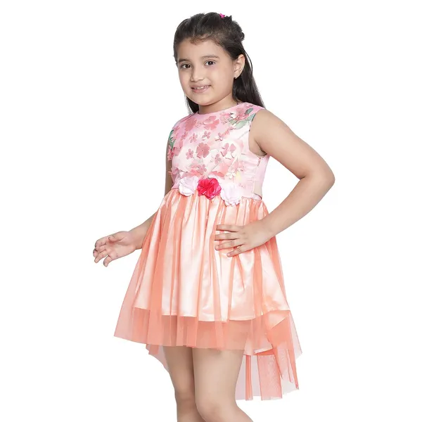 Peach_Solid_Regular_Good_Looking_Dress_For_Girls
