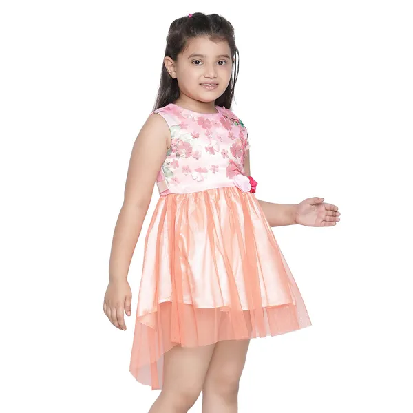 Peach_Solid_Regular_Good_Looking_Dress_For_Girls