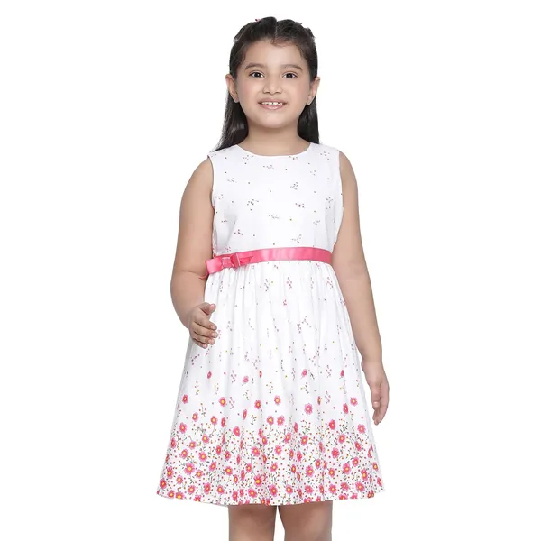 White_Solid_Regular_Dress_For_Girls
