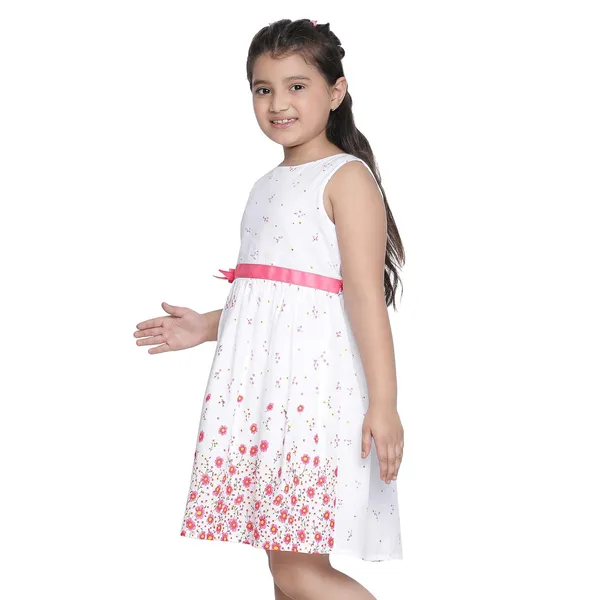 White_Solid_Regular_Dress_For_Girls